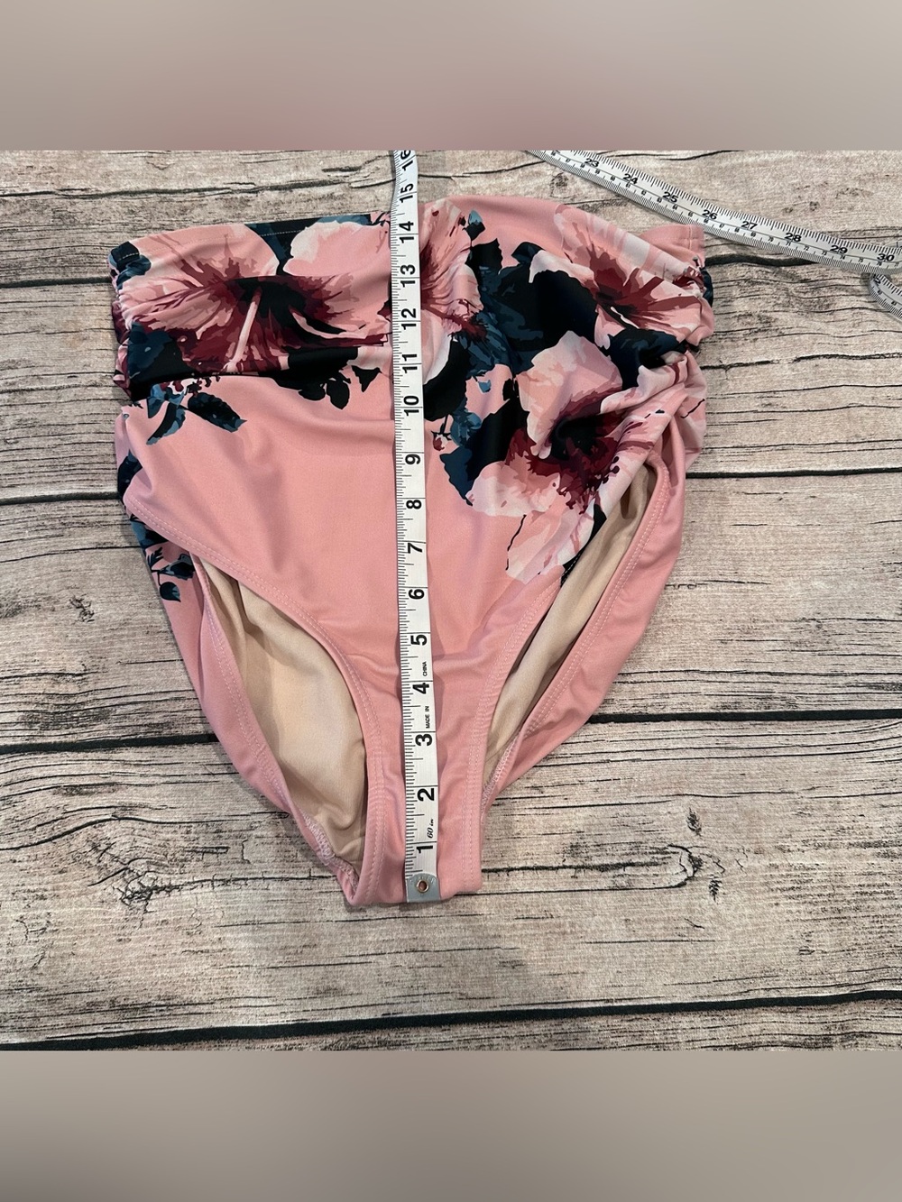 Albion Pink Floral High-Waist Rouched Bikini Bottoms Size Medium - Picture 6 of 8